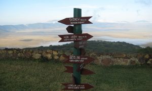 Image of signpost taken at Ngorongoro Crater, Tanzania