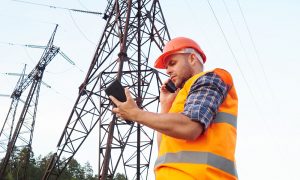 Image of worker using mobile technology