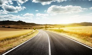 Image of highway leading to beautiful horizon