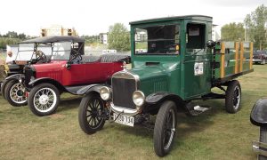 Image of Model T vehicles on display