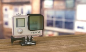 Image of a GoPro video camera on a desk